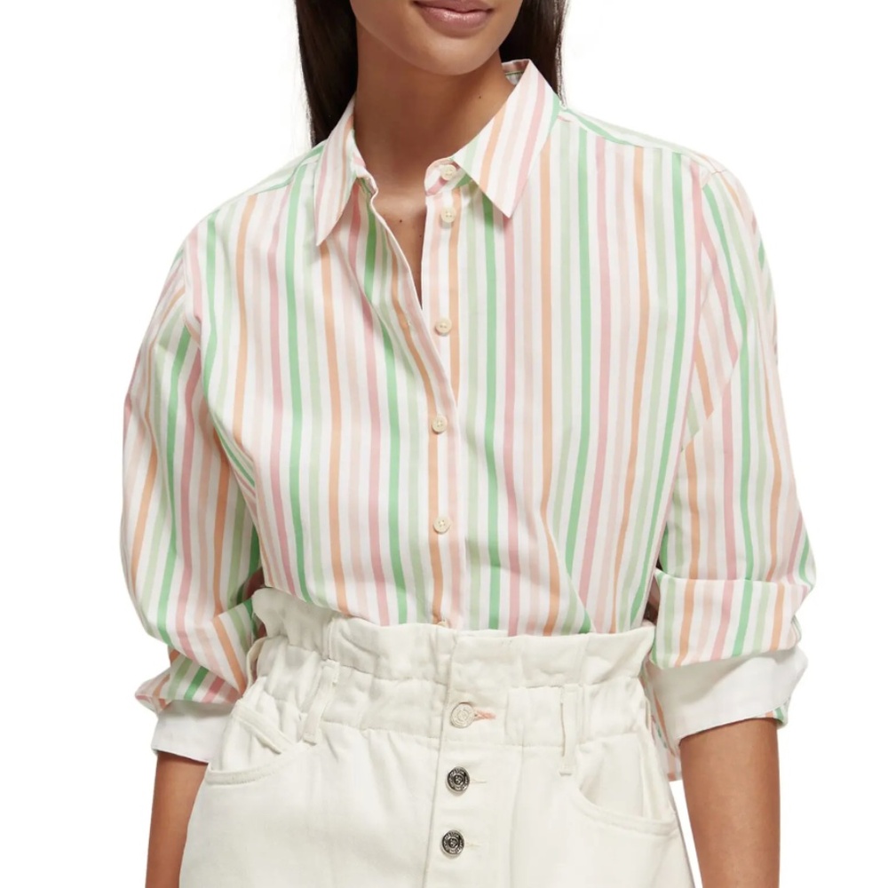 Scotch & Soda Multicolor Striped Boxy Fit Button-Down Shirt size 40 / 12